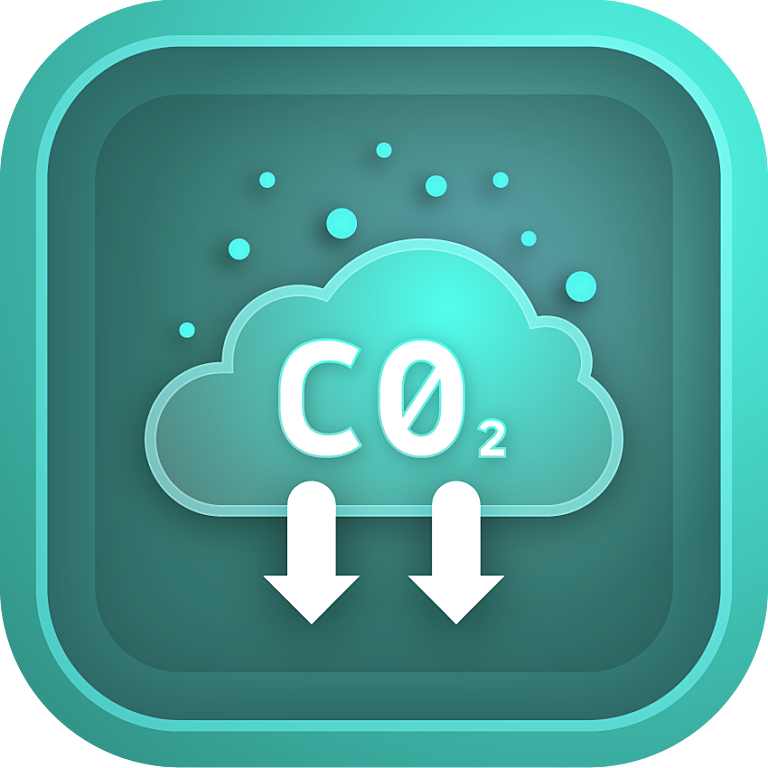 Ícono grande del impacto de la huella de carbono