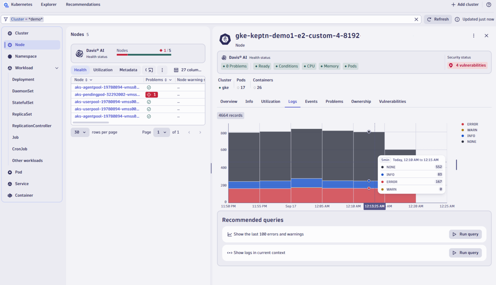 2 kubernetes app logs in context