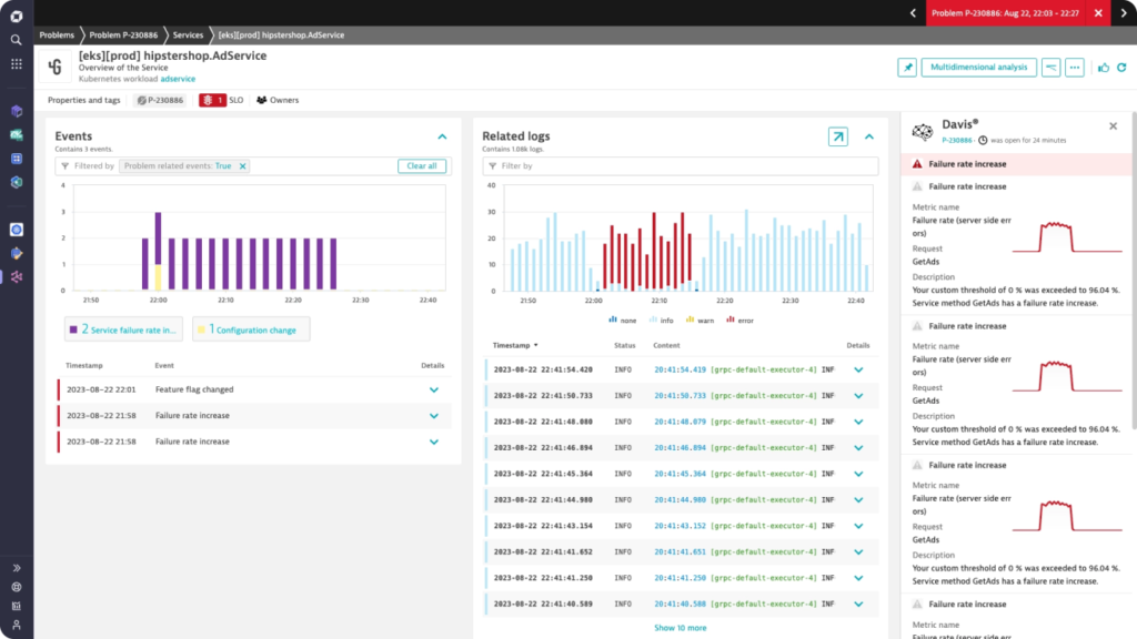 Automatically unify logs, traces, and metrics of events in real time