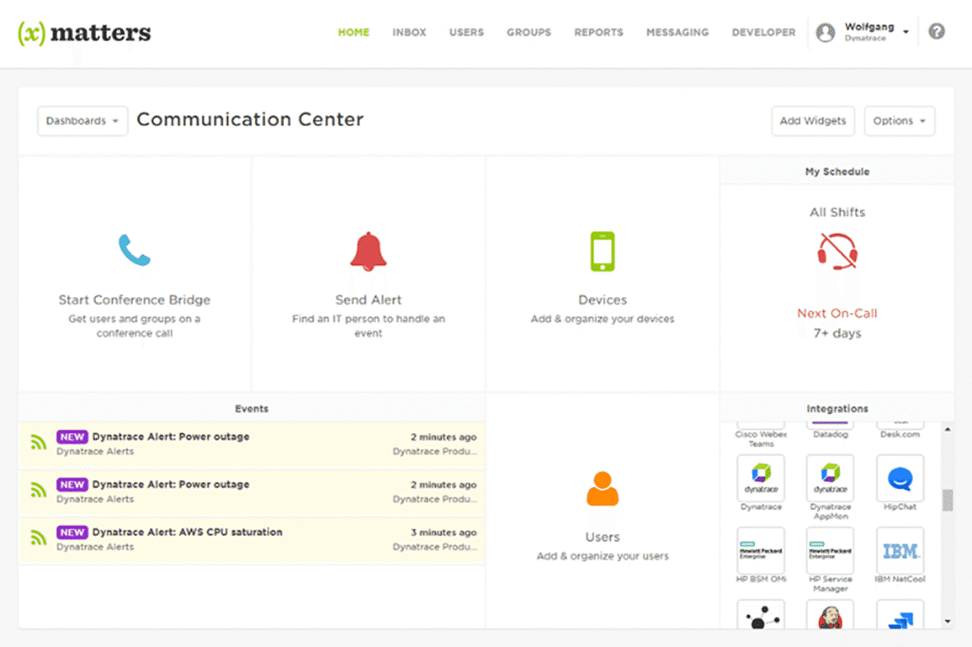 Xmatters communication center Dynatrace integration