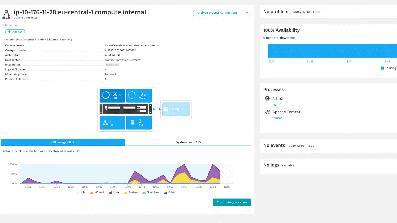 AWS Graviton overview in Dynatrace screenshot