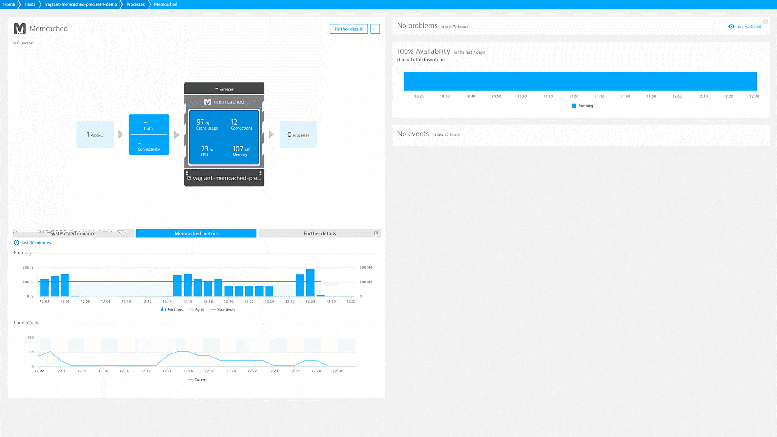 Magento monitoring overview in Dynatrace screenshot