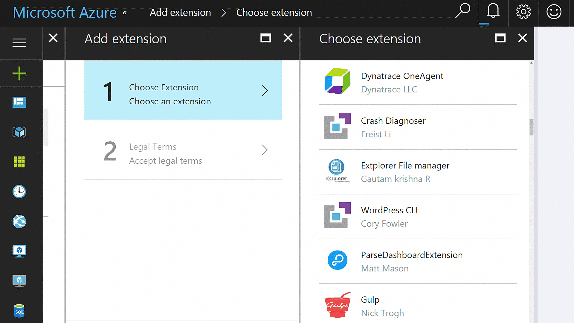 Add Dynatrace extension in Azure screenshot