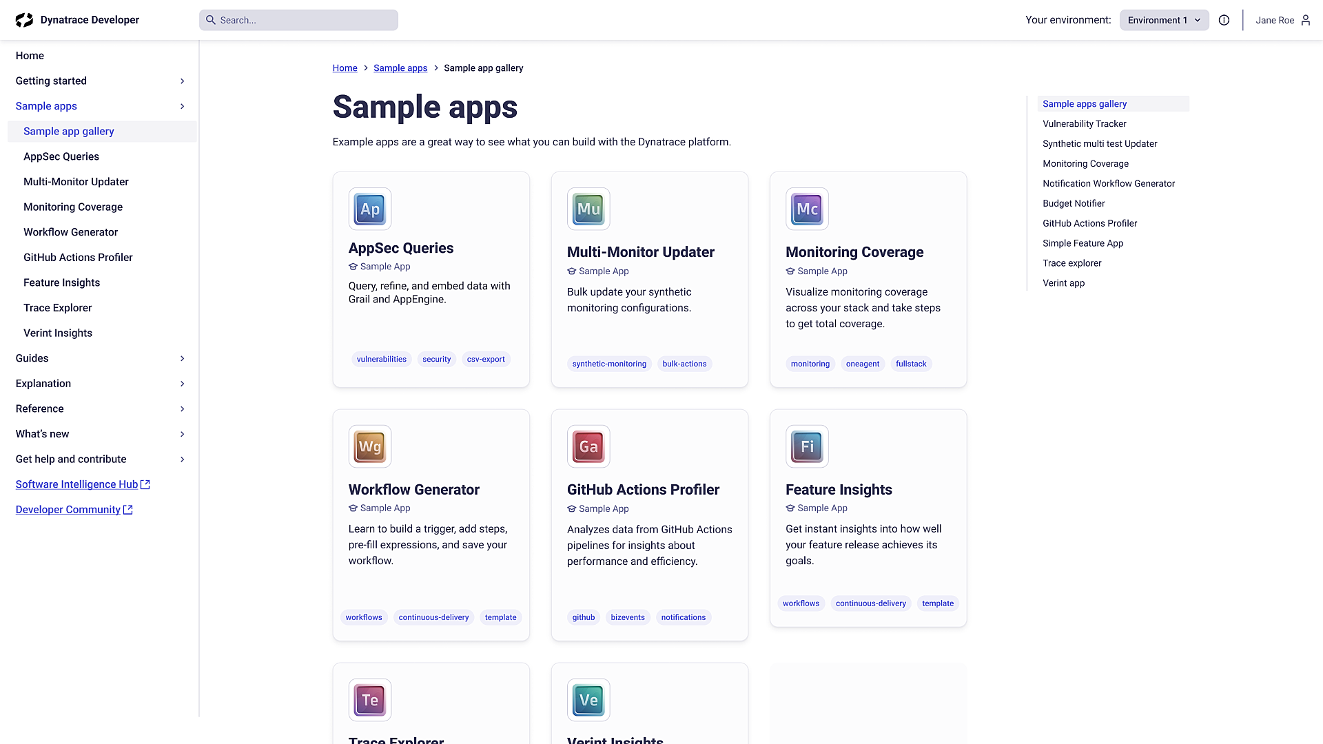 Sample apps screenshot